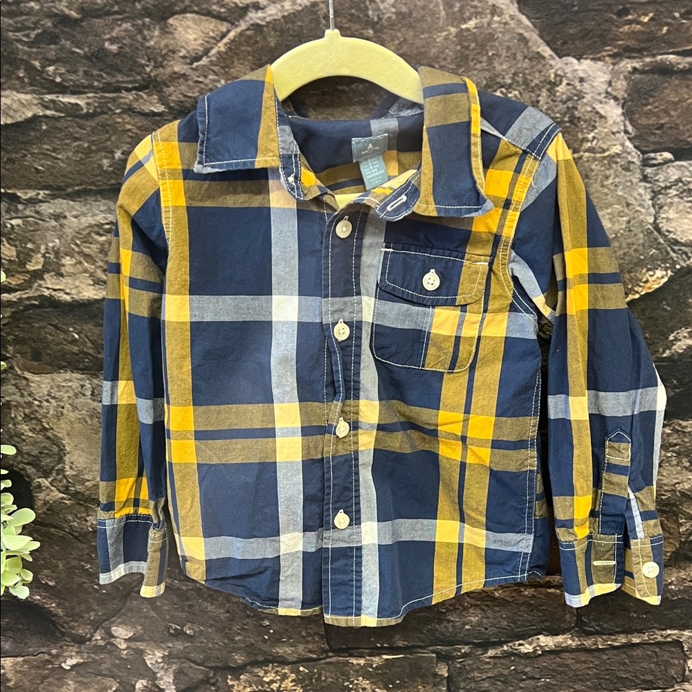 3y Plaid Shirt in Blue and Yellow